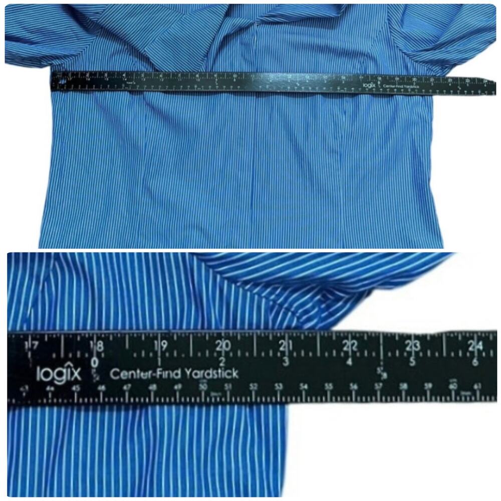 Lafayette 148 Blue White Striped Cotton Button Closure Shirt Size 14 Officewear - Picture 9 of 11